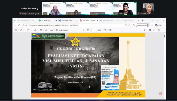 Hadirkan Guru Besar UI, Program Studi Doktor Ilmu Akuntansi USK Gelar FGD Evaluasi VMTS